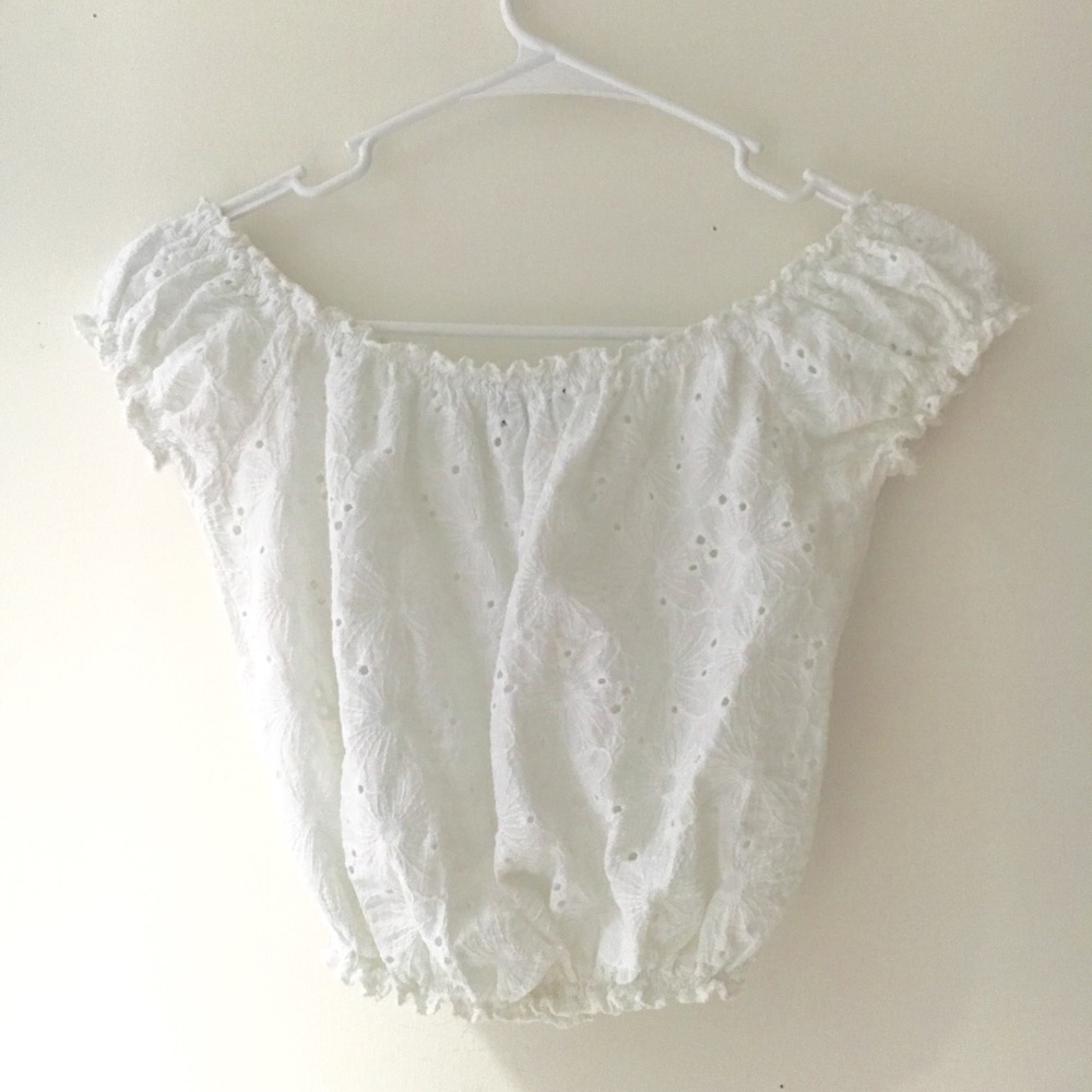 White Off The Shoulder Crop Top